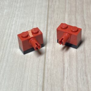 【LEGO正規品】ブロック1x2ピン付きパーツ(2458)レッド×2.1×2プレート(3023)ブラック×2