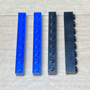 【LEGO正規品】1×8ブロックパーツ ブラック×2 ブルー×2