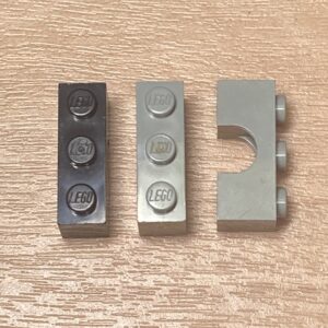 【LEGO正規品】プレート1x2 ダブル水平クリップ（4490）ブラック×1 ライトグレー×2