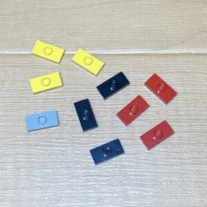 【LEGO正規品】2x4ダブルジャンパープレート（1307)ブラック×3 レッド×3 イエロー×3ライトグレー×1