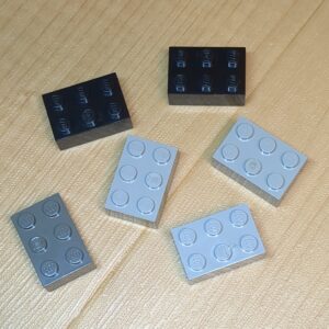 【LEGO正規品】2×3ブロック(3002)ライトグレー×3 ダークグレー×1 ブラック×2