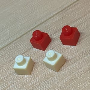 【ブロック玩具】カワダブロック  1×1プレート ホワイト×2 レッド×2