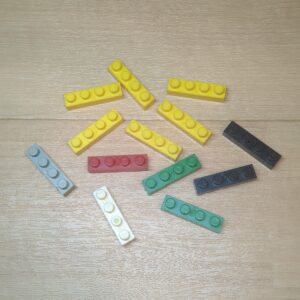 【ブロック玩具】カワダブロック 1×4プレート イエロー×6 ブラック×2 グリーン×2 レッド×1 ホワイト×1 ライトグレー×1