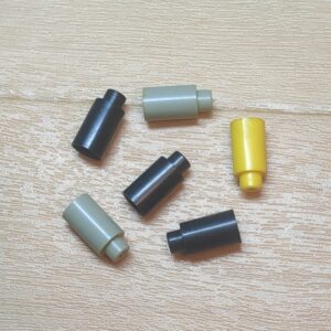 【ブロック玩具】カワダブロック 1×1丸ブロック ライトグレー×2 ブラック×3 イエロー×1