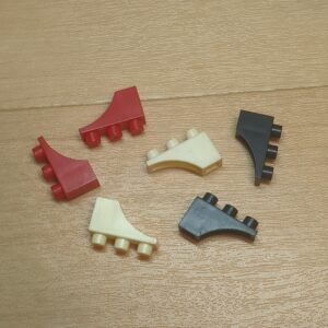 【ブロック玩具】カワダブロック 1/3丸ポチスロープ（傾斜）パーツ レッド×2 ホワイト×2 ブラック×2