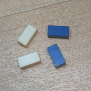 【ブロック玩具】カワダブロック 1×2タイルパーツ ブルー×2 ホワイト×2