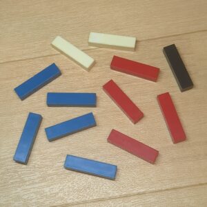 【ブロック玩具】カワダブロック 1×4タイルパーツ ブルー×5 レッド×4 ホワイト×2 ブラック×1