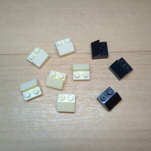 【ブロック玩具】カワダブロック コーナー屋根ブロック 2×2（45度）ホワイト×6 ブラック×3