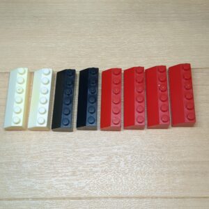 【ブロック玩具】カワダブロック 屋根ブロック 1×6（スロープ型）ブラック×2 ホワイト×2 レッド×4