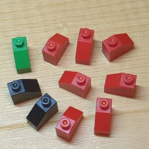 【ブロック玩具】カワダブロック 1×2スロープ（45度)レッド×7 ブラック×2