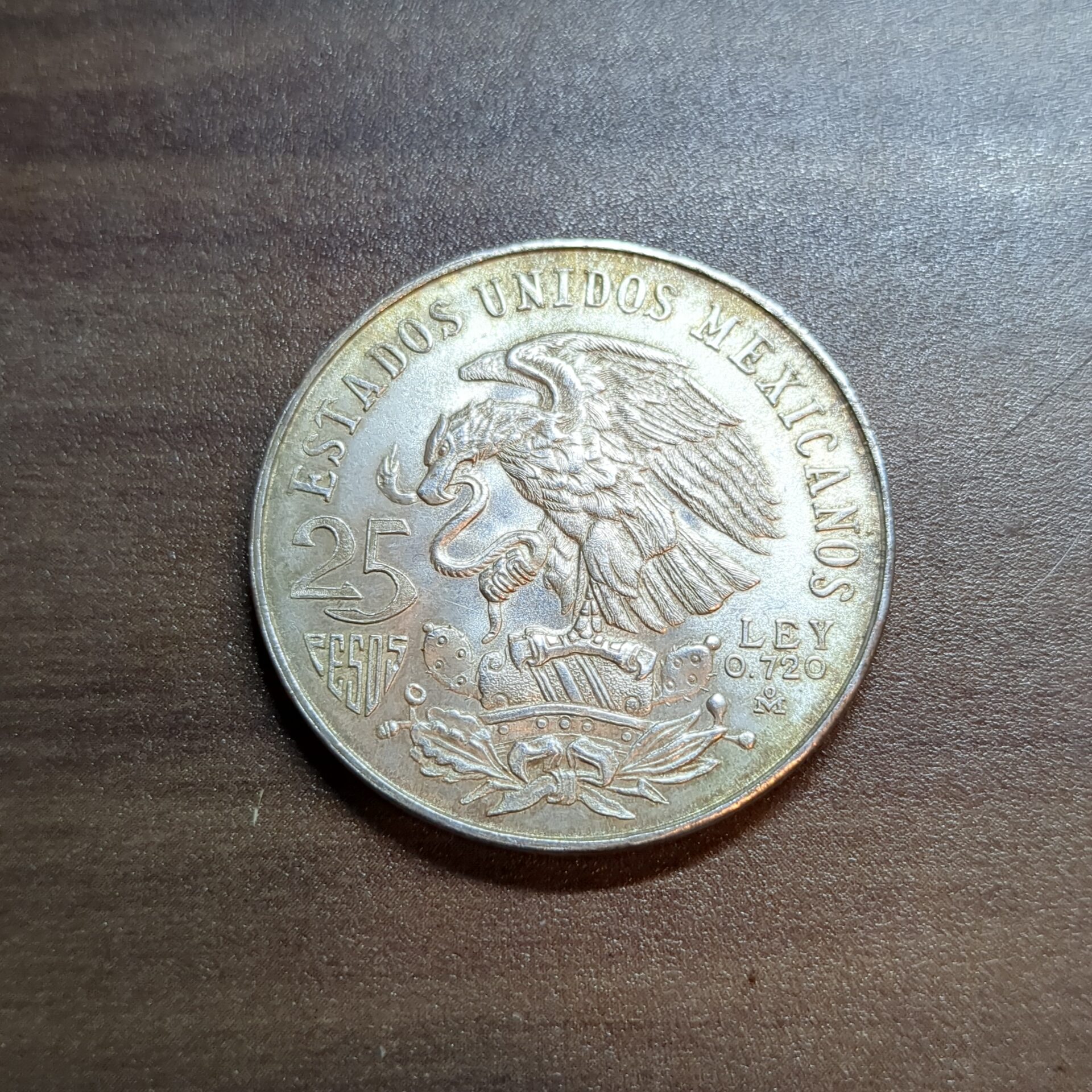 【外国記念硬貨】1968年メキシコオリンピック25セント銀貨