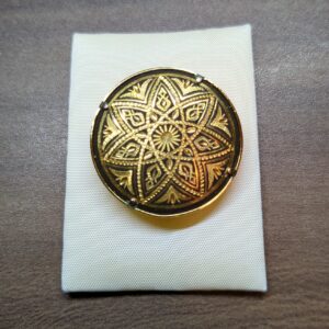 【スペイン伝統工芸品】ダマスキナード(象嵌細工)ヴィンテージブローチ②約3cmほど